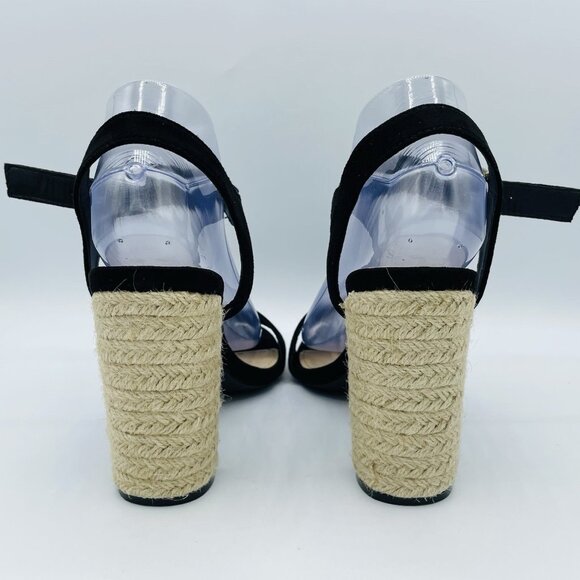 Lulus Shoes Womens Size 8.5 Black High Heels Espadrille Maeve Comfort Sandals - Picture 7 of 12